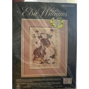 "SONATA" NEEDLEPOINT KIT Musical Instruments & Flowers by ELSA WILLIAMS - MIB!